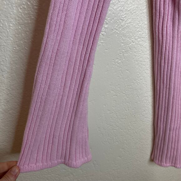 Legoe Heritage Maternity Pink Ribbed Bell Sleeve Mini Sweater Dress Sz 1 (US M) - Picture 5 of 8